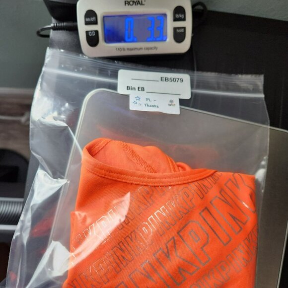 Pink by Victoria's Secret VS Ultimate Orange Gold Logo Sports Bra Women's Size L - Picture 8 of 8